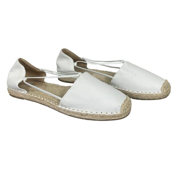Eileen Fisher Lee Washed Leather D'orsay Espadrille Flats White Leather Size 8.5 - Picture 3 of 12